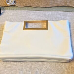 Chic White Clutch with Gold Handle